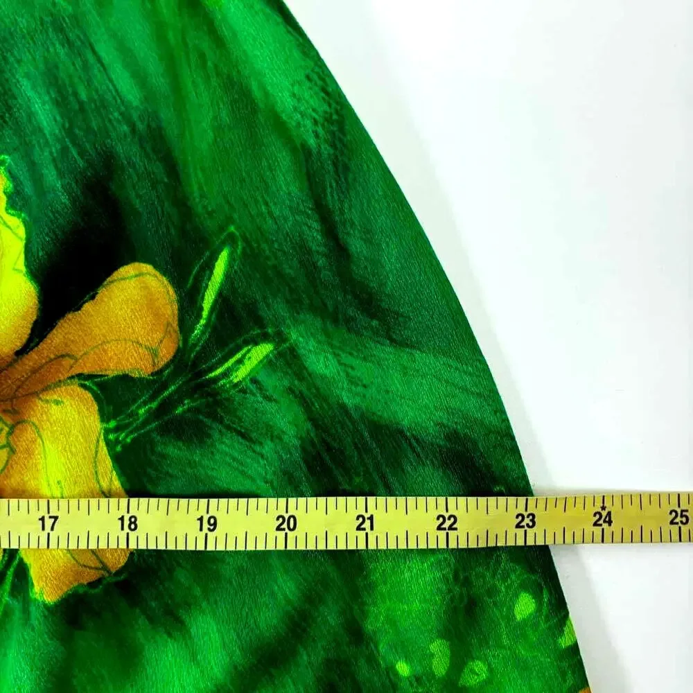 Vintage 70s Green & Yellow Hawaiian Print Halter Maxi Dress - Size S - Picture 8 of 9